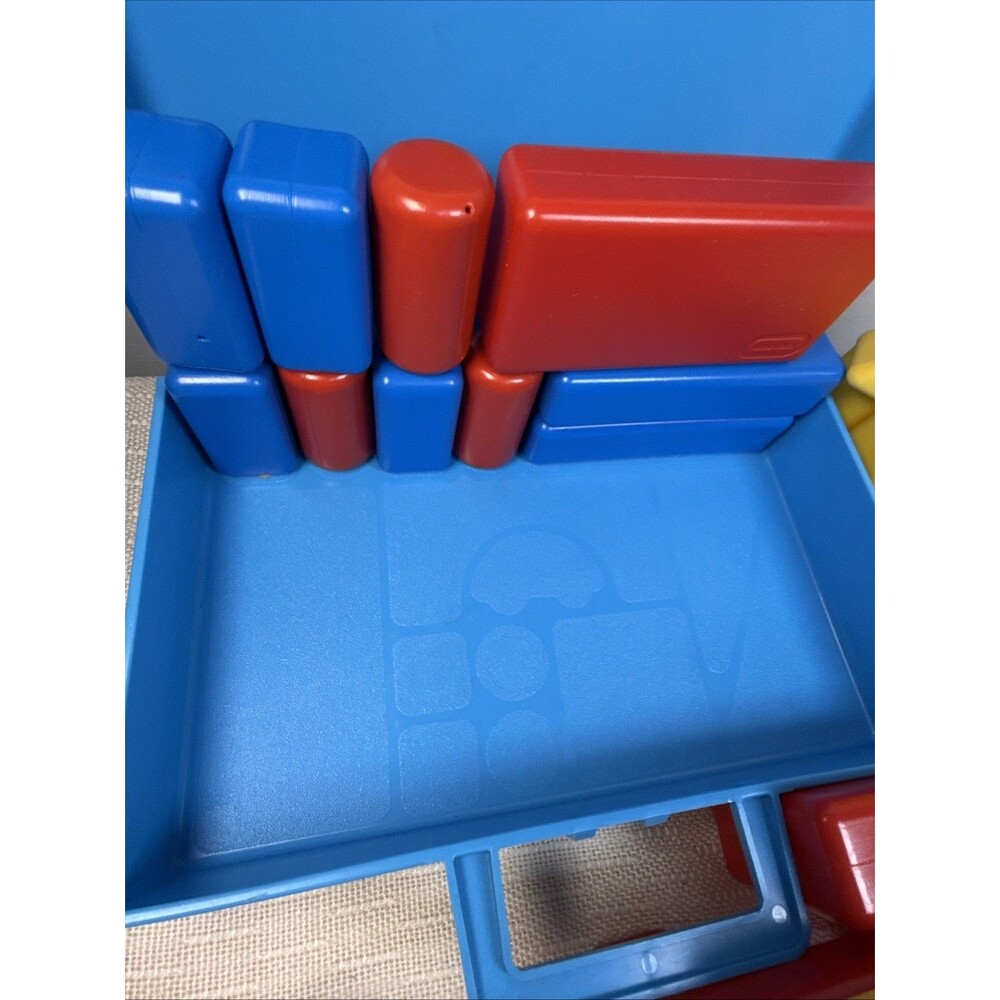 Vtg Little Tikes Carry-A-Long Building Block Case With Blocks 20 Blocks & 1 Car - Picture 13 of 14